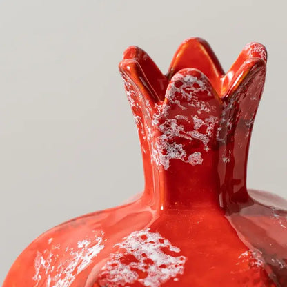 Handmade pomegranate ceramic vase set red & white living room decor