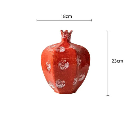 Handmade pomegranate ceramic vase set red & white living room decor