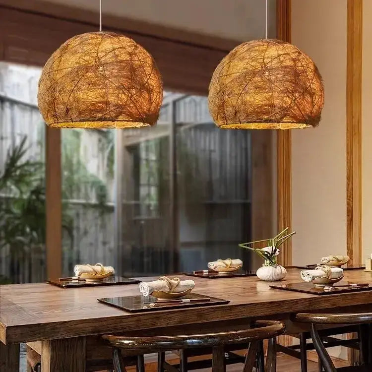 Handmade rattan bamboo pendant lamp for living room lighting