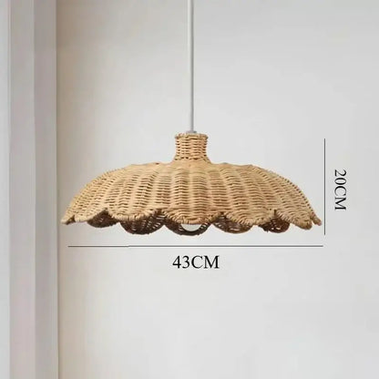 Handmade rattan pendant scalloped wicker light for dining room