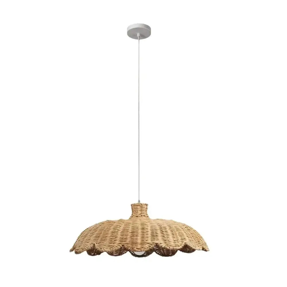 Handmade rattan pendant scalloped wicker light for dining room