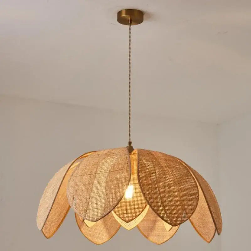 Handmade rattan petal pendant light for dining room