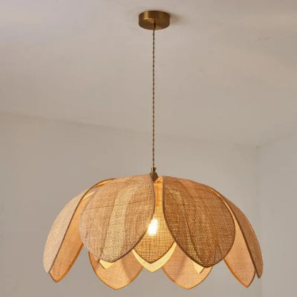 Handmade rattan petal pendant light for dining room