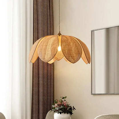 Handmade rattan petal pendant light for dining room
