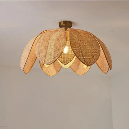 Handmade rattan petal pendant light for dining room