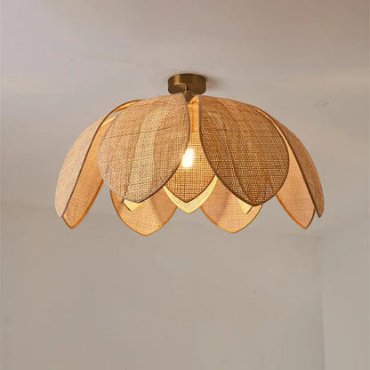 Handmade rattan petal pendant light for dining room