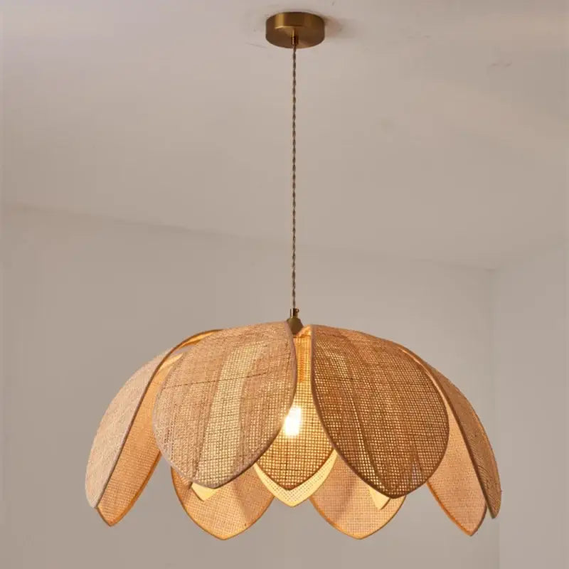 Handmade rattan petal pendant light for dining room