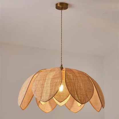 Handmade rattan petal pendant light for dining room