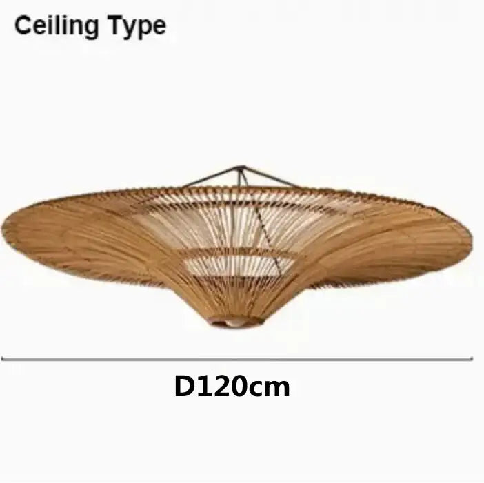 Handmade rattan wicker chandelier natural beige dining room pendant