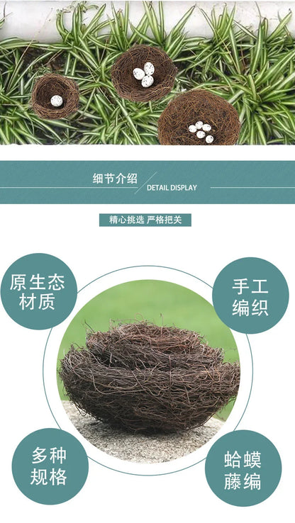 DecorBites™ Handmade Round Rattan Bird Nest Decoration