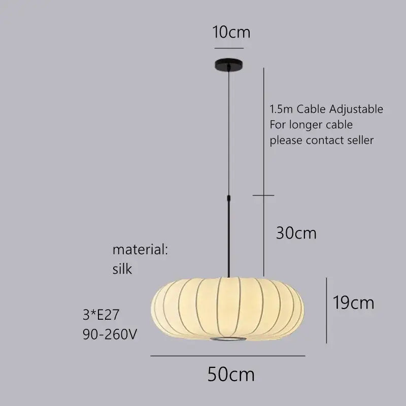 Handmade silk pumpkin pendant light for dining room
