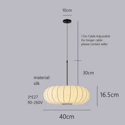 Handmade silk pumpkin pendant light for dining room