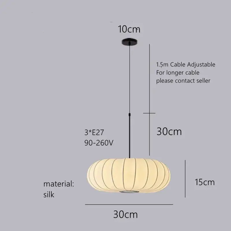 Handmade silk pumpkin pendant light for dining room