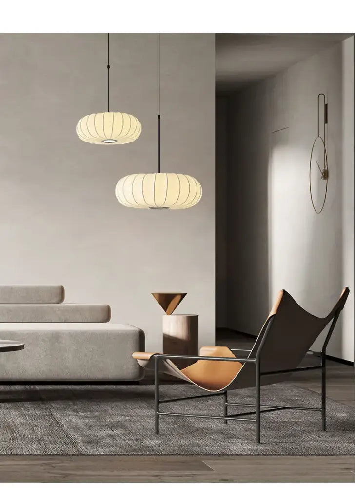 Handmade silk pumpkin pendant light for dining room