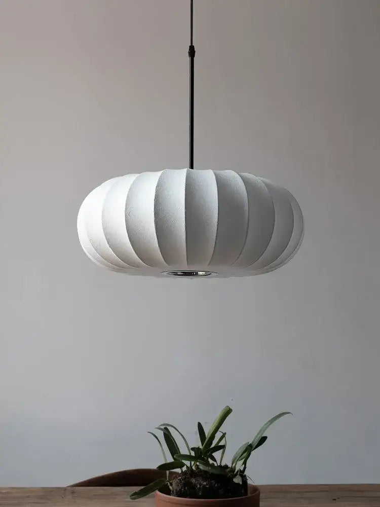 Handmade silk pumpkin pendant light for dining room