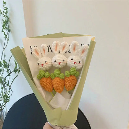 Handmade sunflower bouquet crochet bunny ornaments bedroom decor