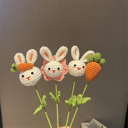 Handmade sunflower bouquet crochet bunny ornaments bedroom decor