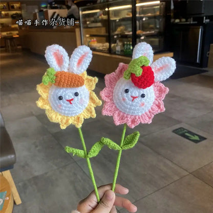 Handmade sunflower bouquet crochet bunny ornaments bedroom decor