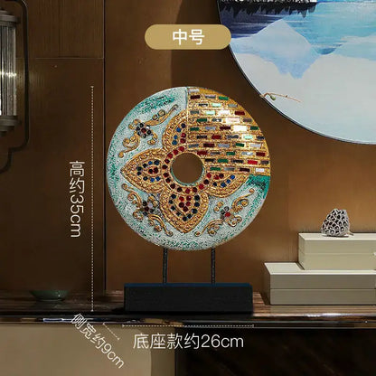 Handmade thai solid teal & gold mosaic tabletop decoration living room