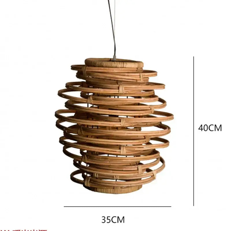 Handmade tiered bamboo birdnest pendant light bedroom spiral lamp