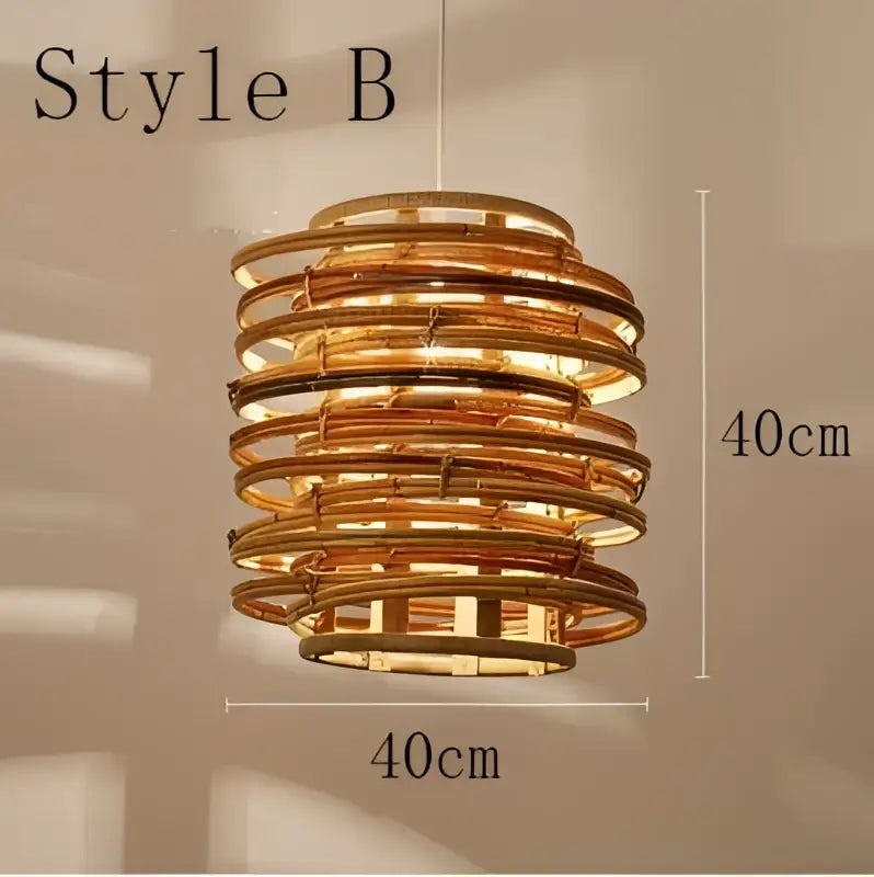 Handmade tiered bamboo birdnest pendant light bedroom spiral lamp