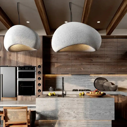 Handmade wabi sabi off white pendant lamp dining room lighting