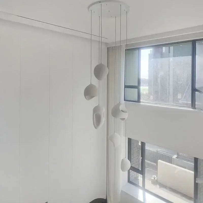 Handmade wabi sabi stone pendant lights – stairs organic design