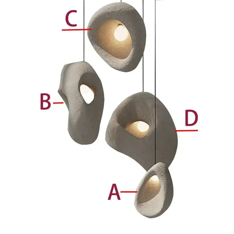 Handmade wabi sabi stone pendant lights – stairs organic design