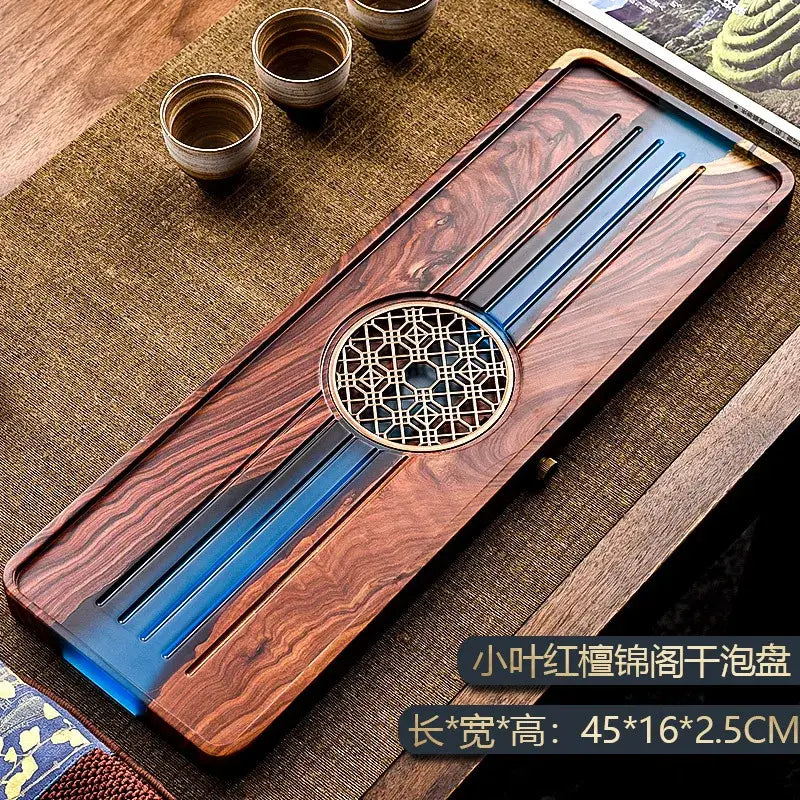 Handmade wood and blue resin tea tray dining room bubble tea table