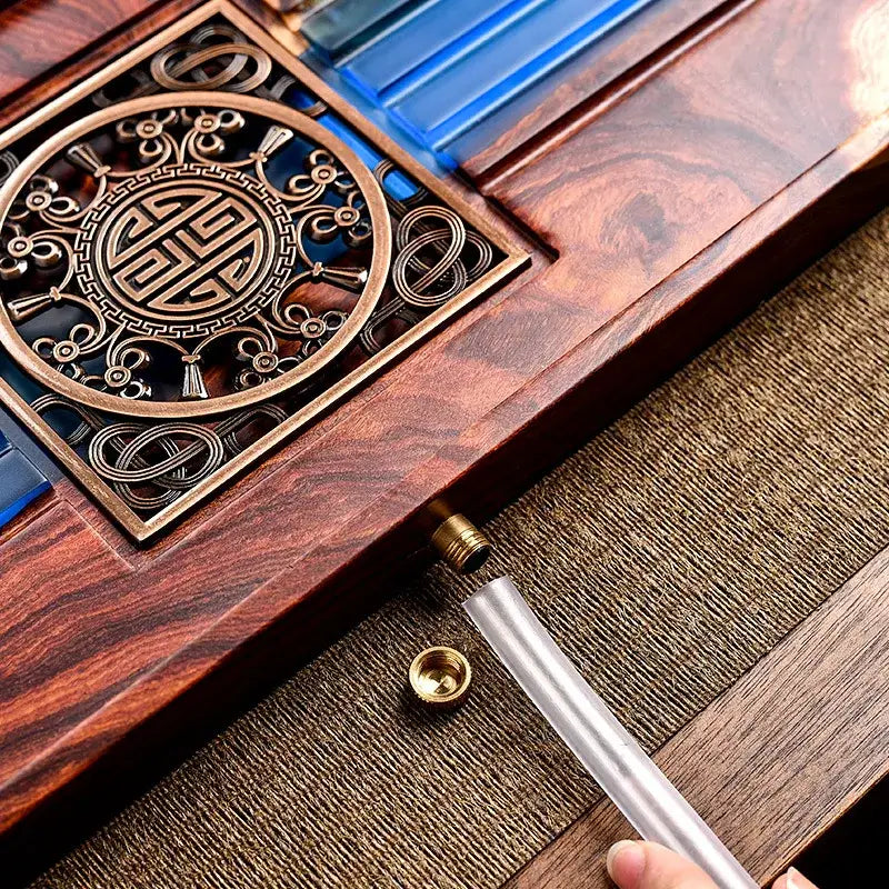 Handmade wood and blue resin tea tray dining room bubble tea table