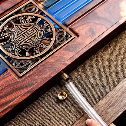 Handmade wood and blue resin tea tray dining room bubble tea table