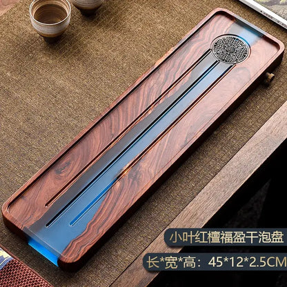 Handmade wood and blue resin tea tray dining room bubble tea table