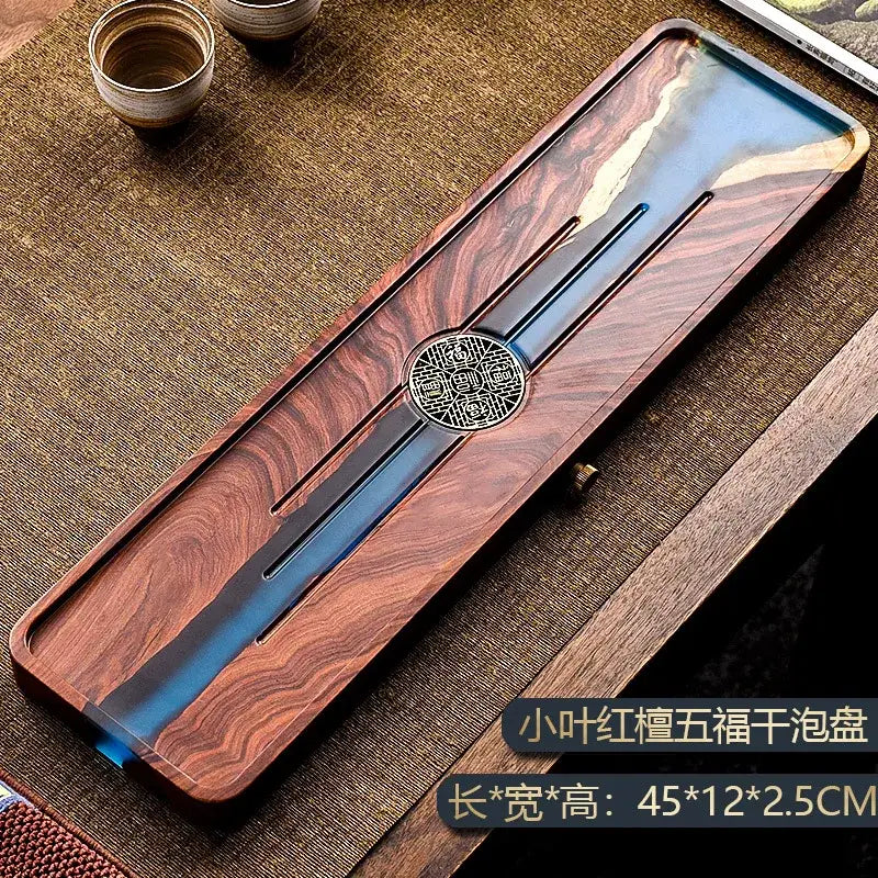 Handmade wood and blue resin tea tray dining room bubble tea table