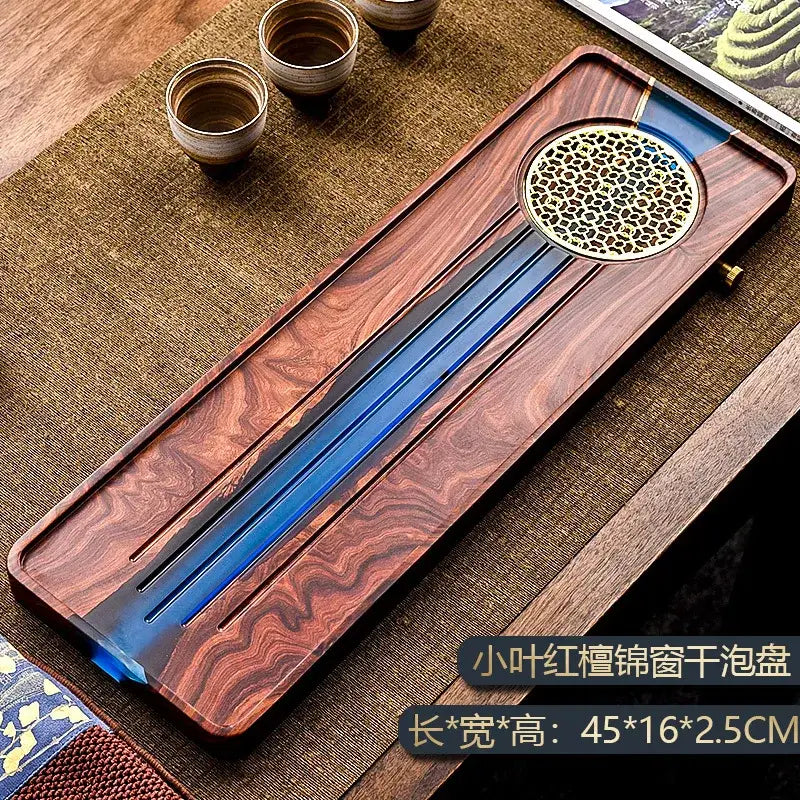Handmade wood and blue resin tea tray dining room bubble tea table