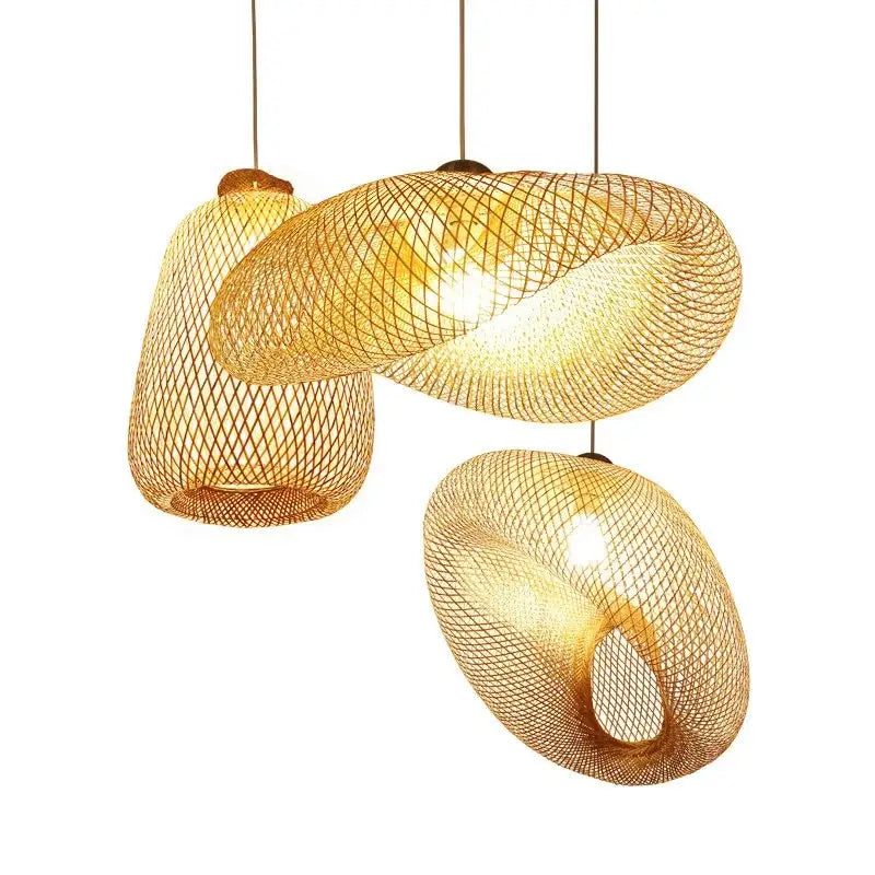 Handmade woven bamboo chandelier for dining room