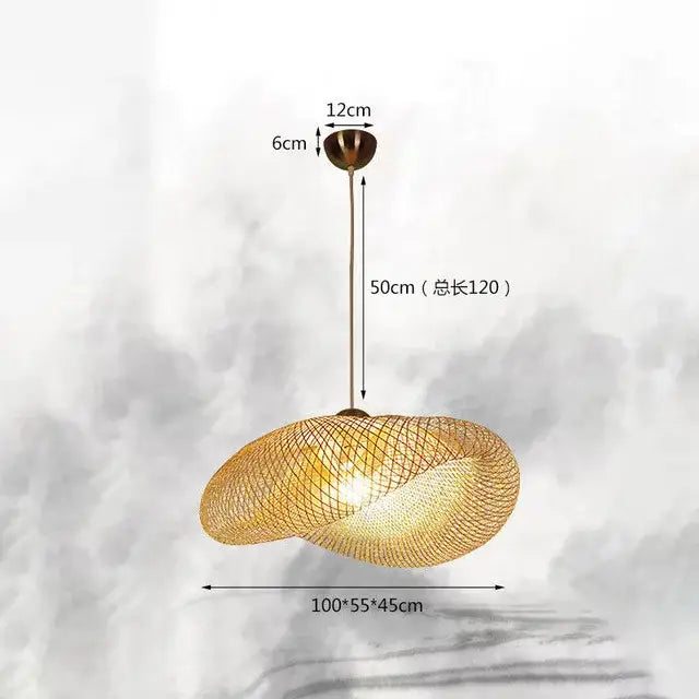 Handmade woven bamboo chandelier for dining room