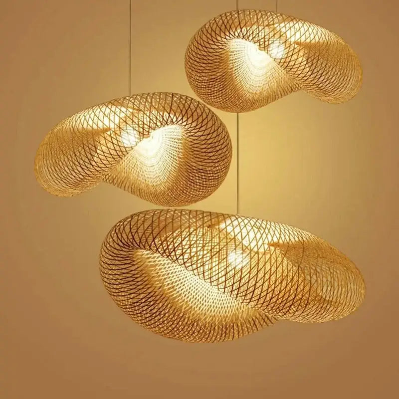 Handmade woven bamboo chandelier for dining room