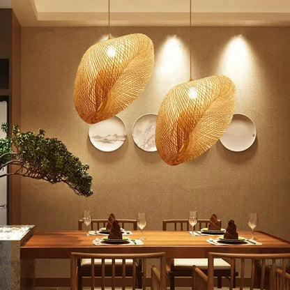 Handmade woven bamboo chandelier for dining room