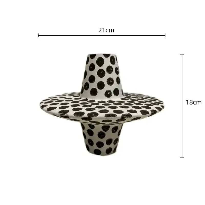Handpainted black & white dots ceramic mug and saucer kitchen set