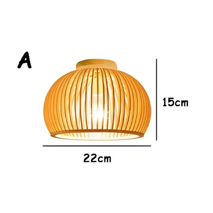 Handwoven bamboo birdcage ceiling light for dining room