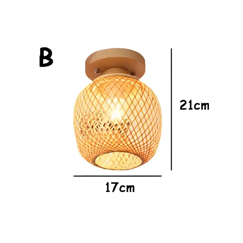 Handwoven bamboo birdcage ceiling light for dining room