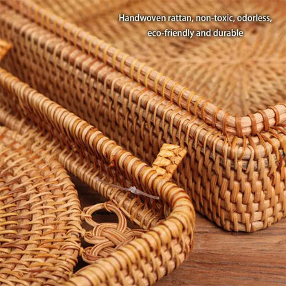 Handwoven rattan storage box with blue ceramic lid for kitchen