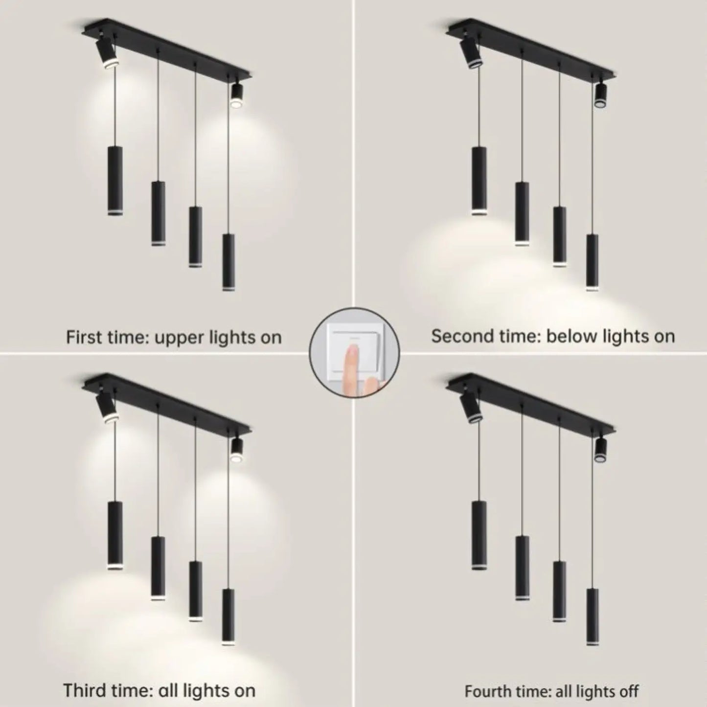 Hanging Light for Modern Kitchen Island with Adjustable Aluminum Spotlights