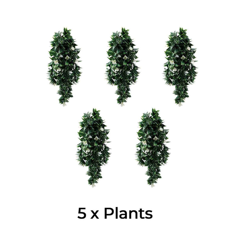 White Bougainvillea Artificial Hanging Plant Set of 5 35in – UV Resistant