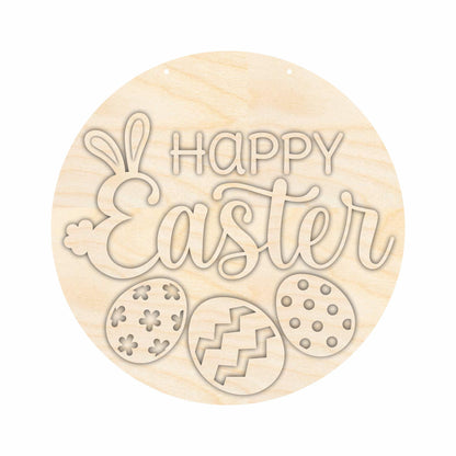 Unfinished Wood Happy Easter Door Sign Kit | Wood Craft Cutouts | 1/4" Thick |