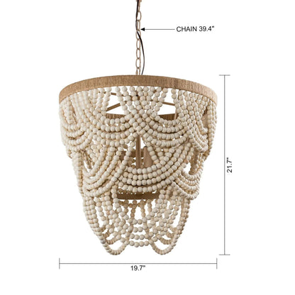 Hatfield 4-Light Bohemia Style Wood Beaded Chandelier