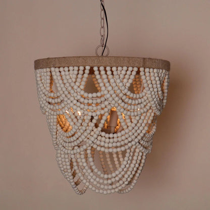 Hatfield 4-Light Bohemia Style Wood Beaded Chandelier