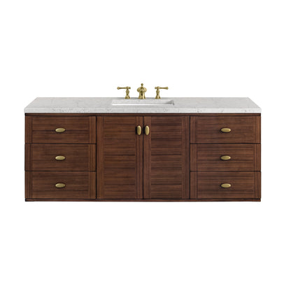 James Martin Amberly 60" Dual Mount Single Bathroom Vanity, Mid-Century Walnut