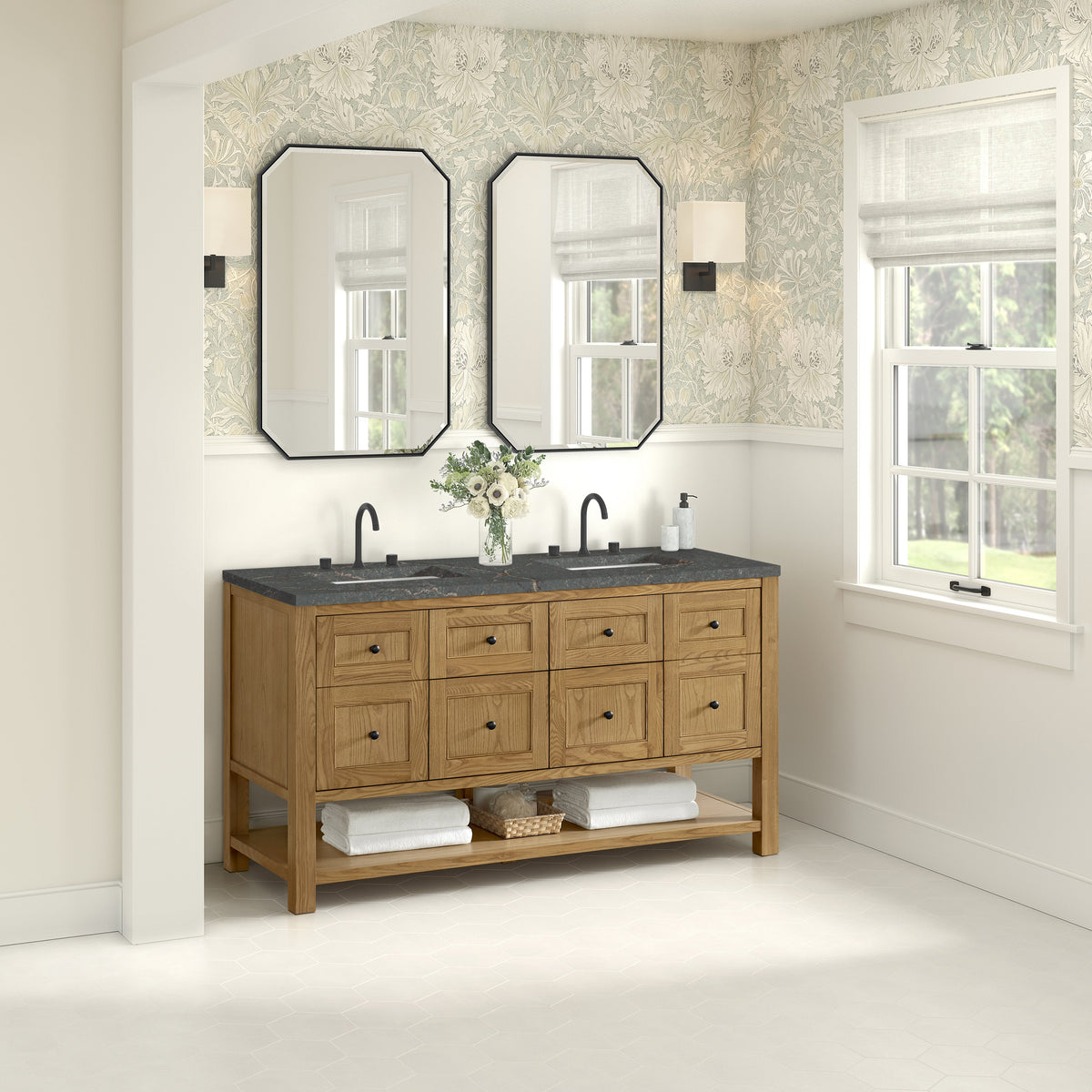 James Martin Breckenridge 60" Double Bathroom Vanity, Light Natural Oak