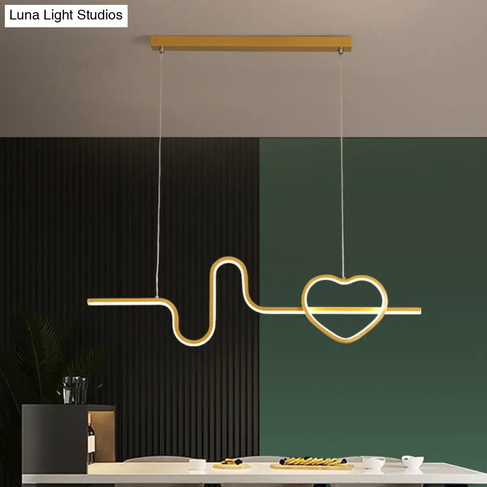 DecorBites™ Heart and Line Island Metal Pendant Light - Artistic LED Ceiling Fixture for Dining Room